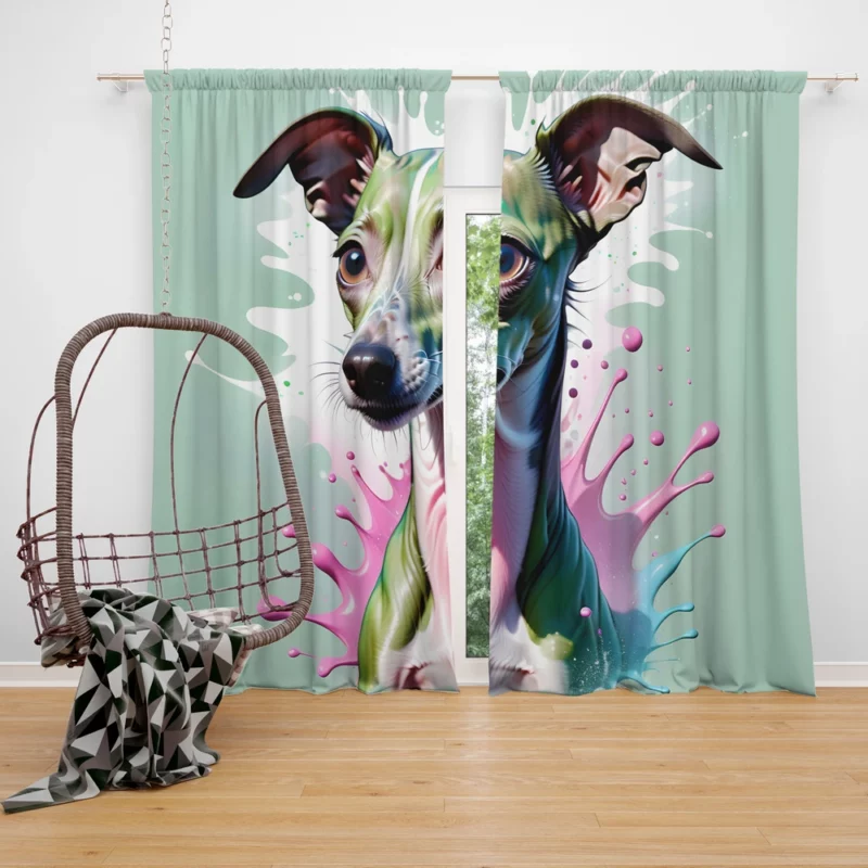 Italian Greyhound Pup Teen Birthday Surprise Curtain