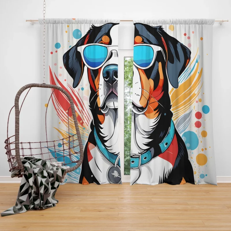 Joyful Surprise Greater Swiss Mountain Dog Gift Curtain