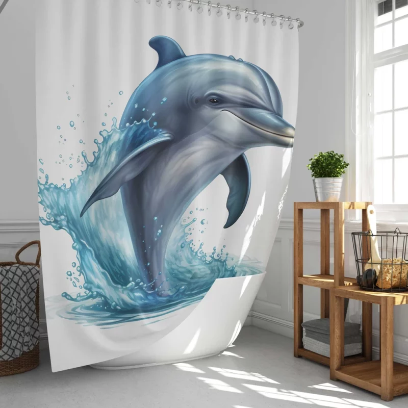 Jumping Dolphin Artwork Shower Curtain