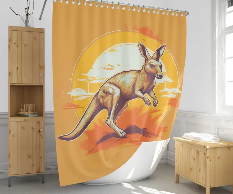 Kangaroo Running in the Desert Shower Curtain 1