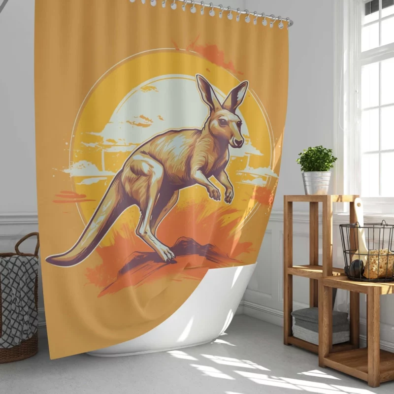 Kangaroo Running in the Desert Shower Curtain