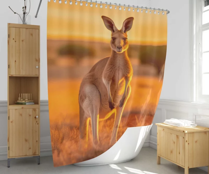 Kangaroo at Sunset Shower Curtain 1