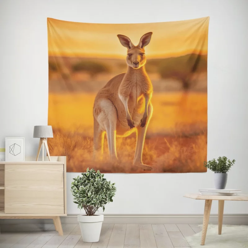 Kangaroo at Sunset Wall Tapestry