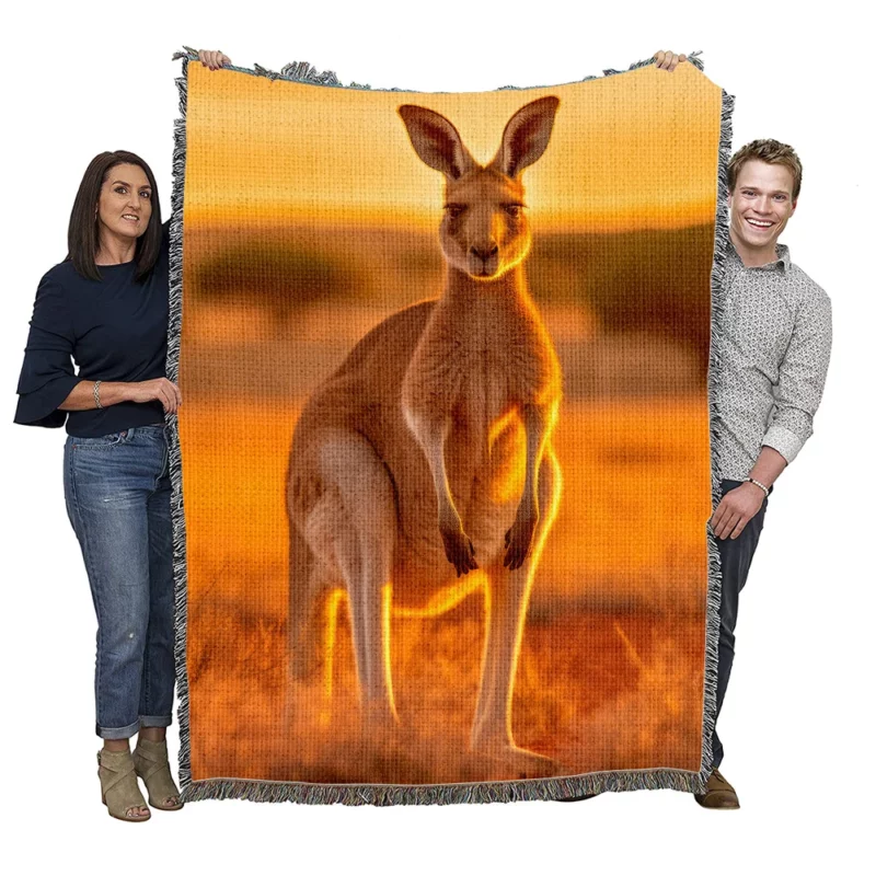 Kangaroo at Sunset Woven Blanket