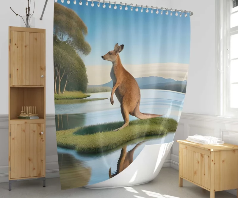 Kangaroo by the Lakeside Shower Curtain 1