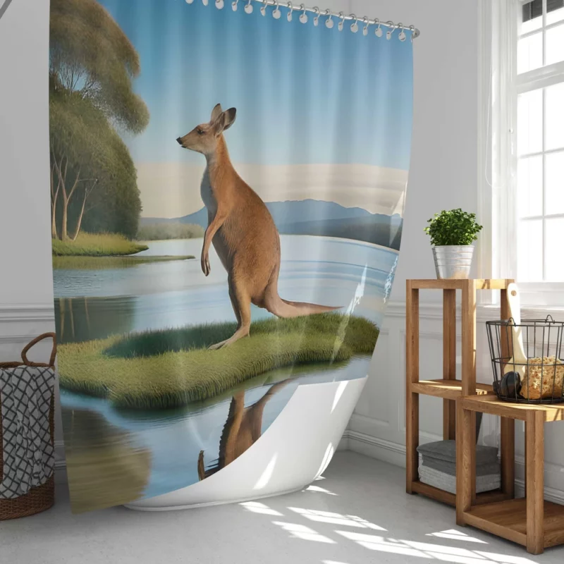 Kangaroo by the Lakeside Shower Curtain