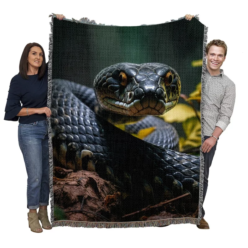 King Cobra AI Artwork Woven Blanket