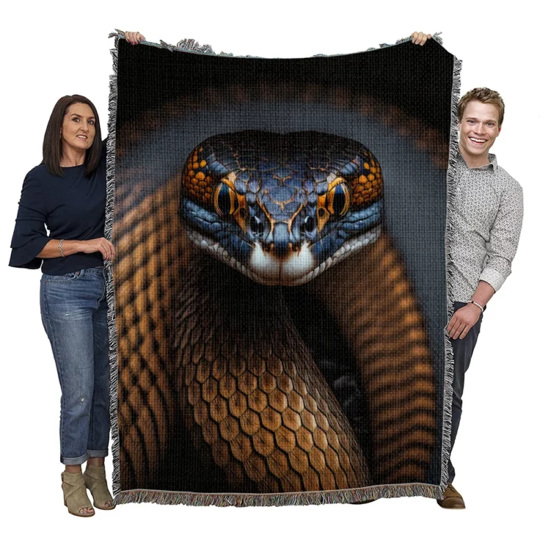 King Cobra Closeup Woven Blanket