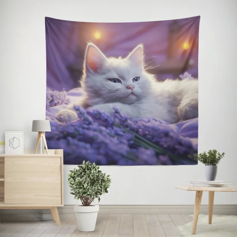 Kitten Sitting in Window Wall Tapestry