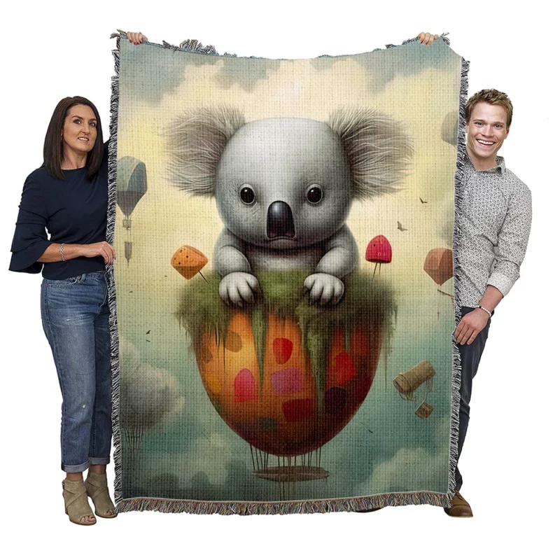 Koala Children Book Illustration Woven Blanket