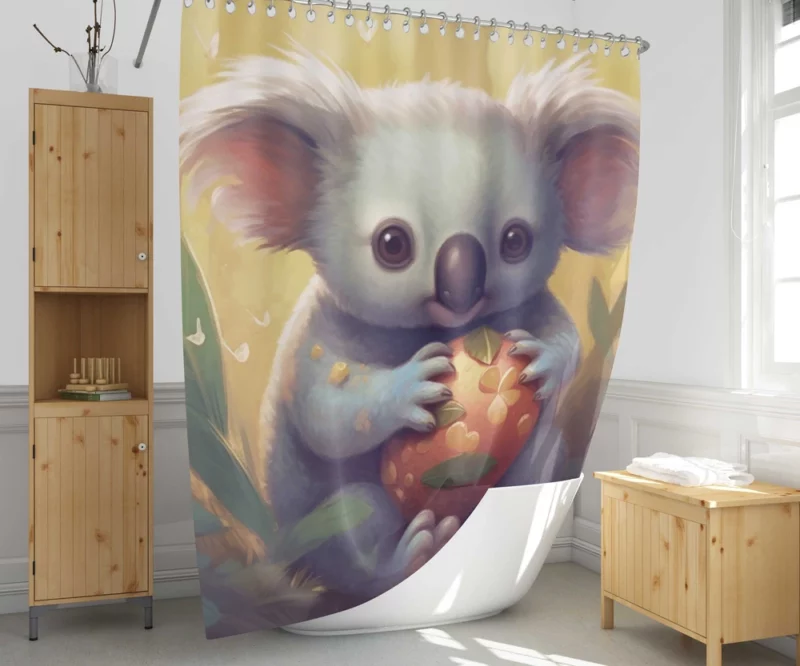 Koala Holding Heart Object Shower Curtain 1