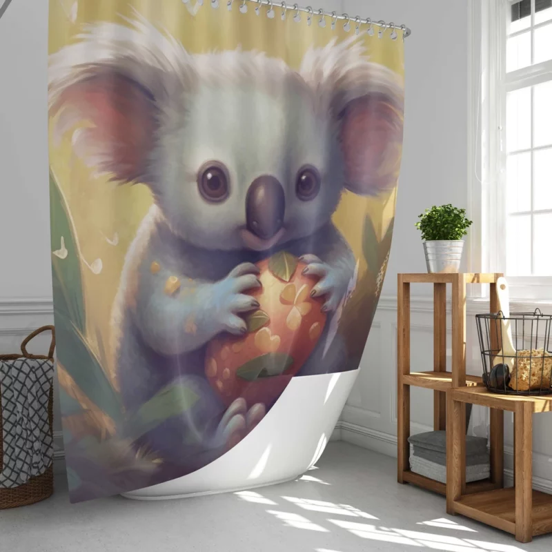 Koala Holding Heart Object Shower Curtain