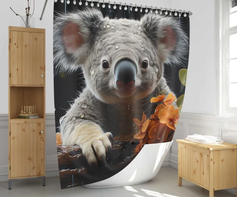 Koala Sitting on Branch Shower Curtain 1