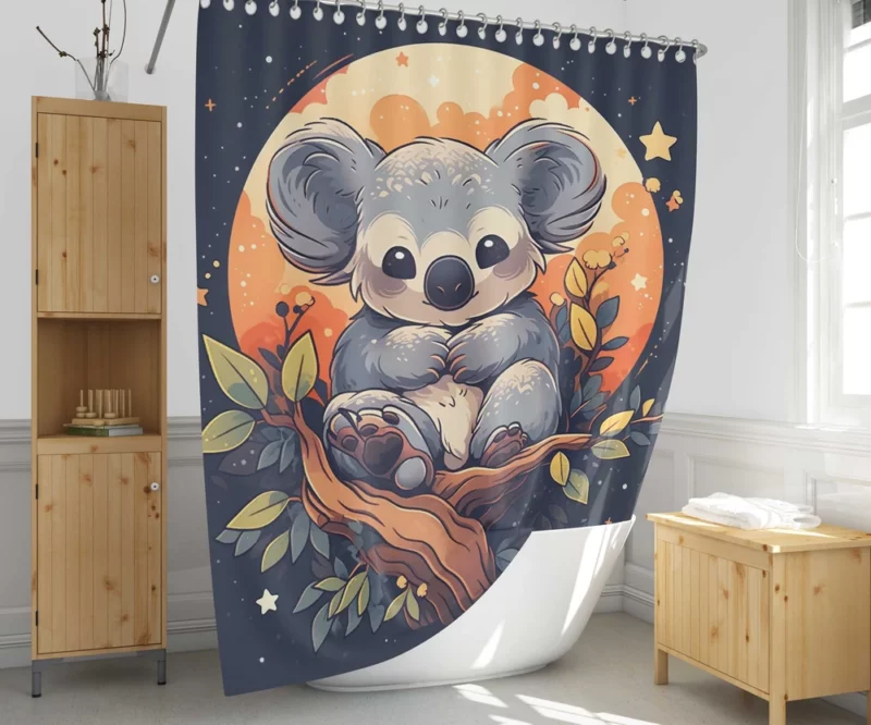 Koala Under the Full Moon Shower Curtain 1