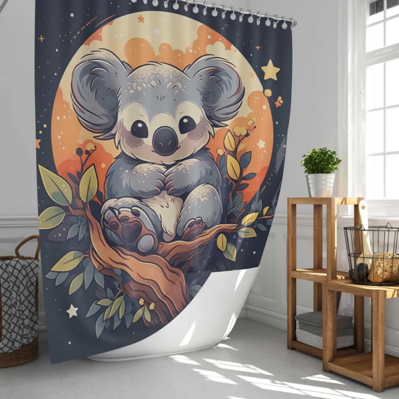 Koala Under the Full Moon Shower Curtain