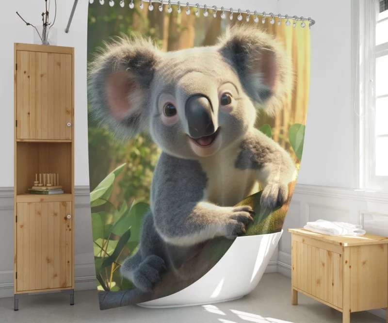 Koala in Eucalyptus Forest Shower Curtain 1