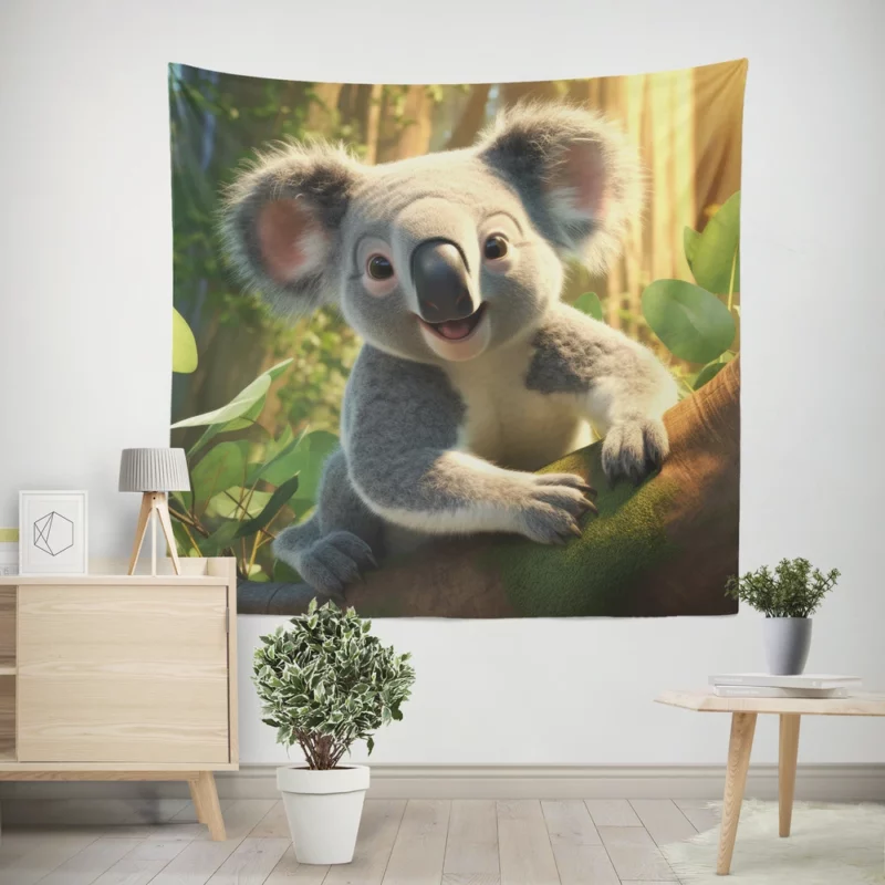 Koala in Eucalyptus Forest Wall Tapestry