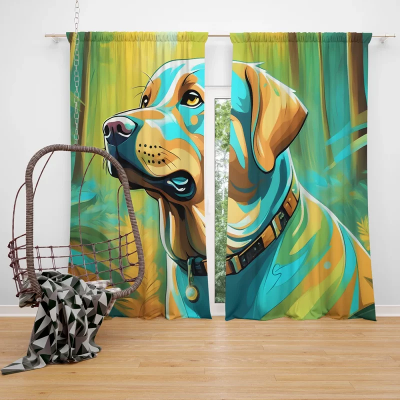 Labrador Retriever Pup Teen Birthday Surprise Curtain