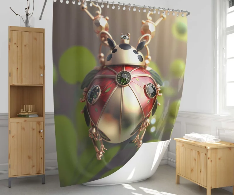 Ladybug Necklace Shower Curtain 1