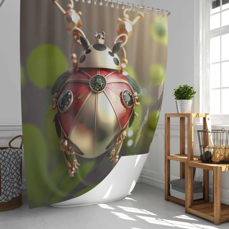 Ladybug Necklace Shower Curtain