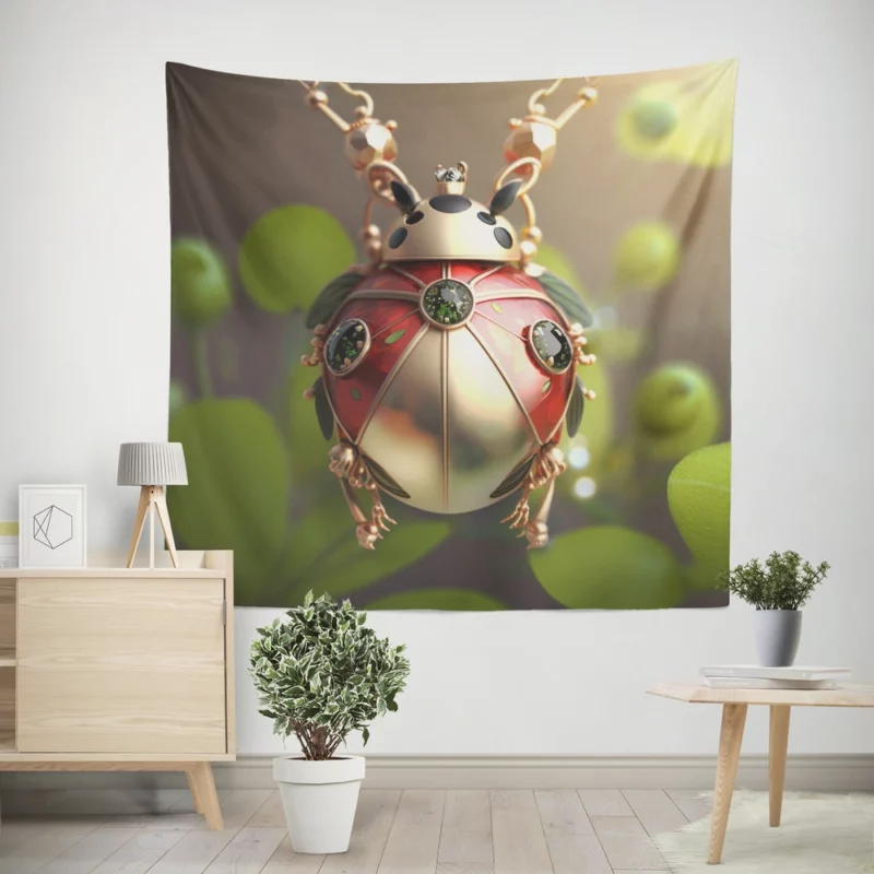 Ladybug Necklace Wall Tapestry