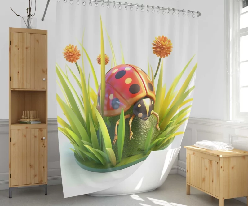 Ladybug Sitting on Egg Shower Curtain 1