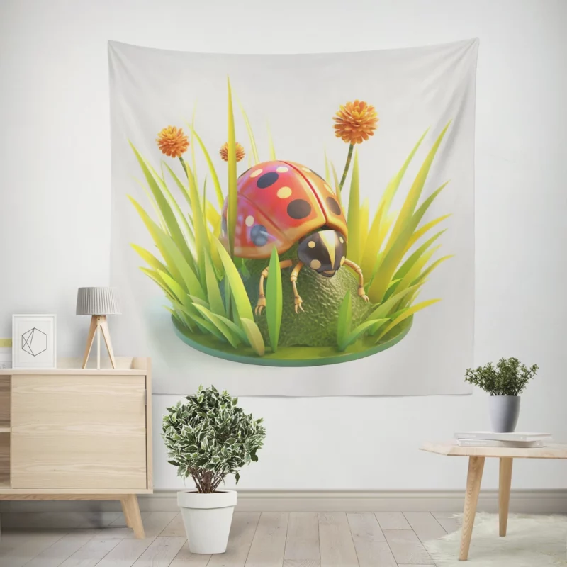 Ladybug Sitting on Egg Wall Tapestry