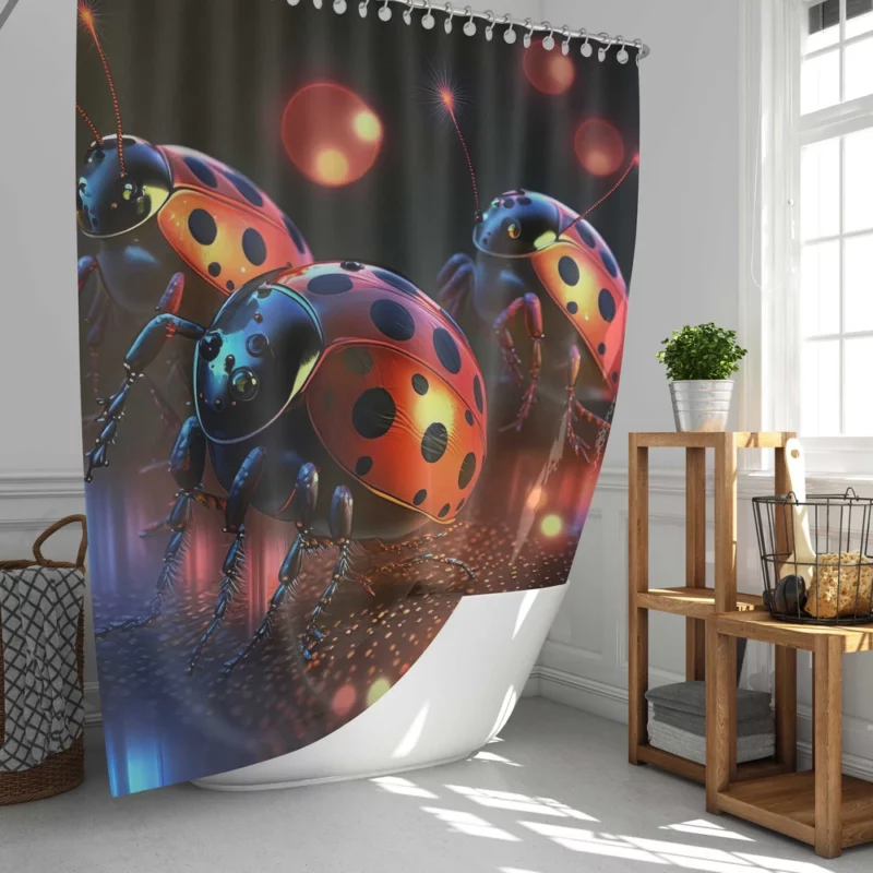 Ladybugs Disco Party Shower Curtain