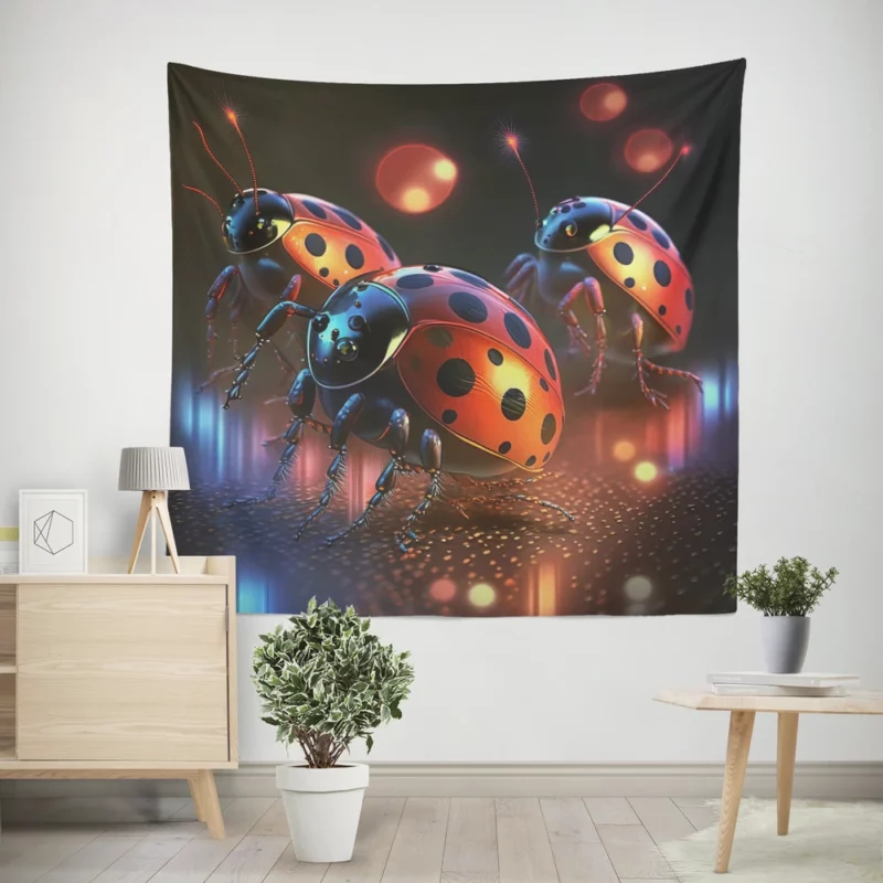 Ladybugs Disco Party Wall Tapestry