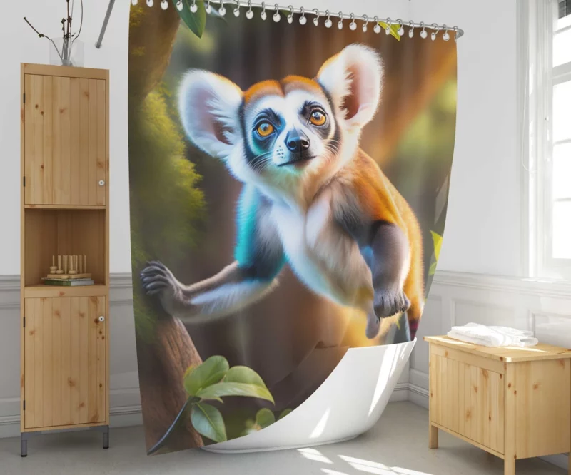 Leaping Lemurs in the Rainforest Shower Curtain 1