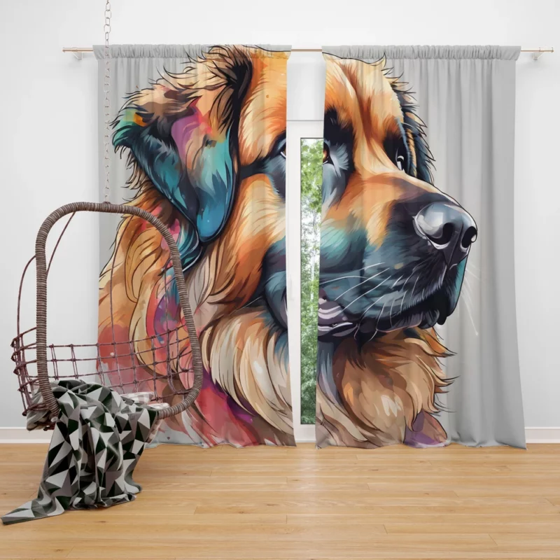 Leonberger Pup Teen Birthday Surprise Curtain