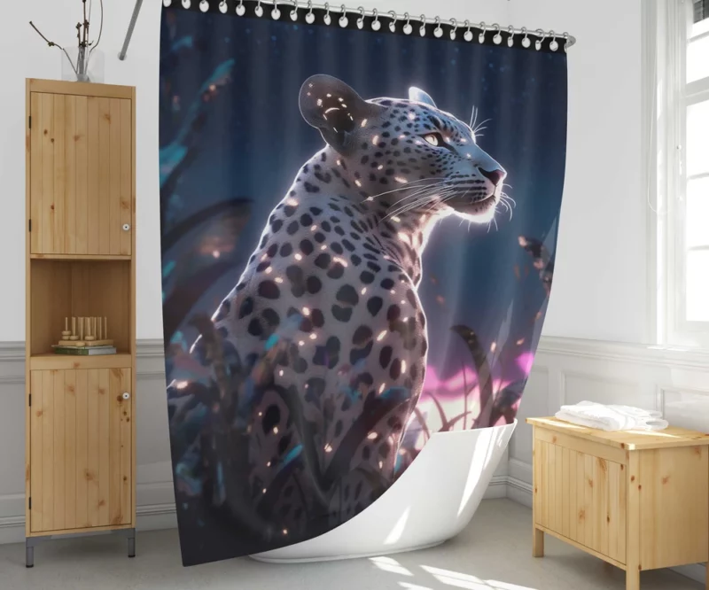 Leopard Lounging in Grass Shower Curtain 1