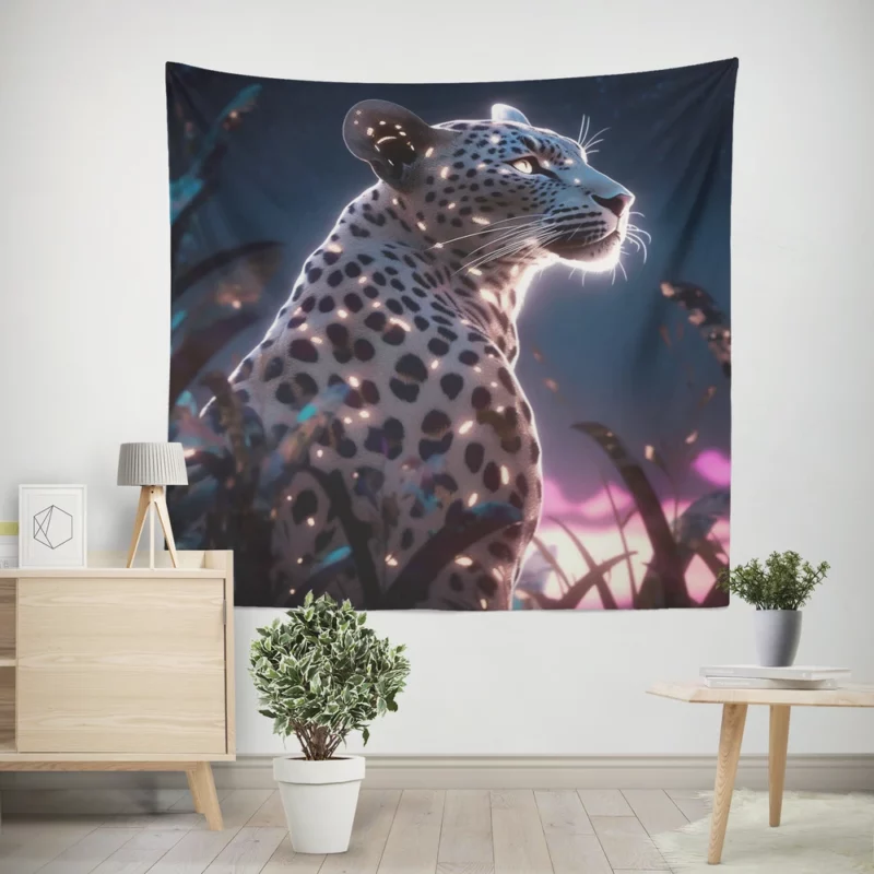 Leopard Lounging in Grass Wall Tapestry