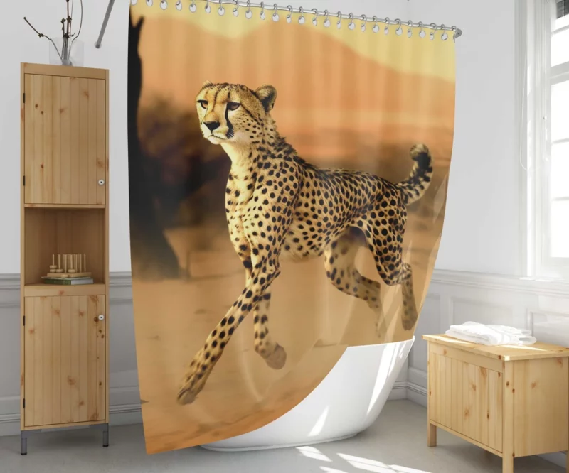 Leopard Running Through Forest Shower Curtain 1