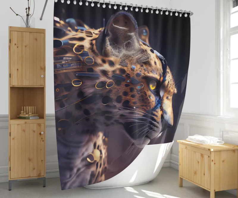 Leopard With Blue Eyes Shower Curtain 1