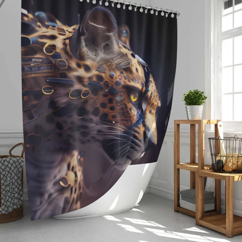 Leopard With Blue Eyes Shower Curtain