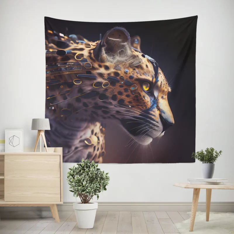 Leopard With Blue Eyes Wall Tapestry