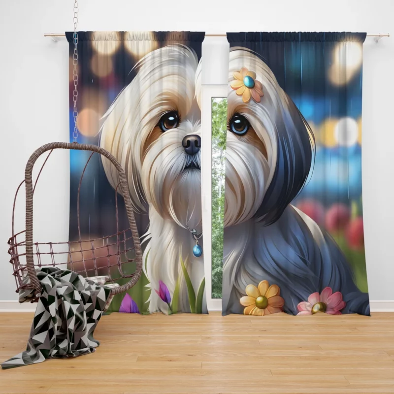 Lhasa Apso Pup Teen Birthday Surprise Curtain