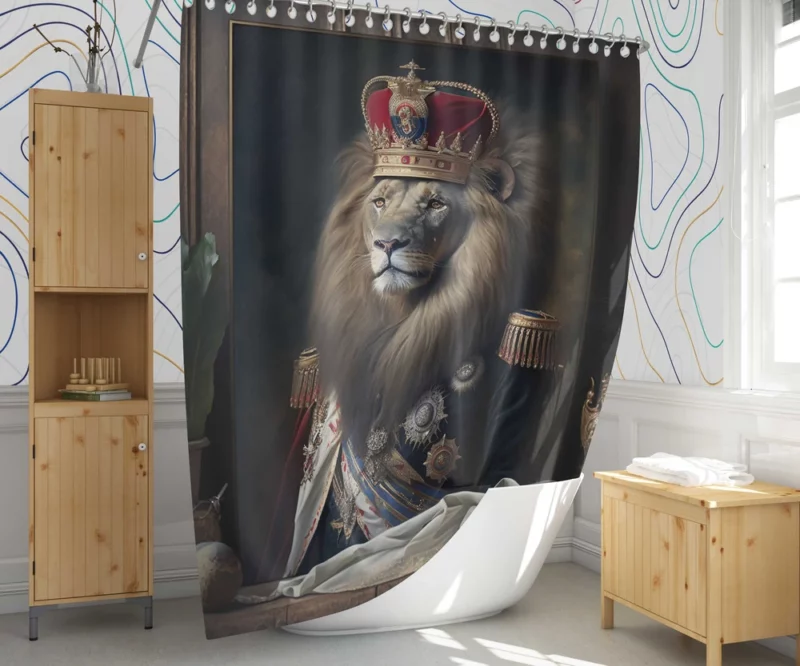 Lion Portrait Artwork Shower Curtain 1