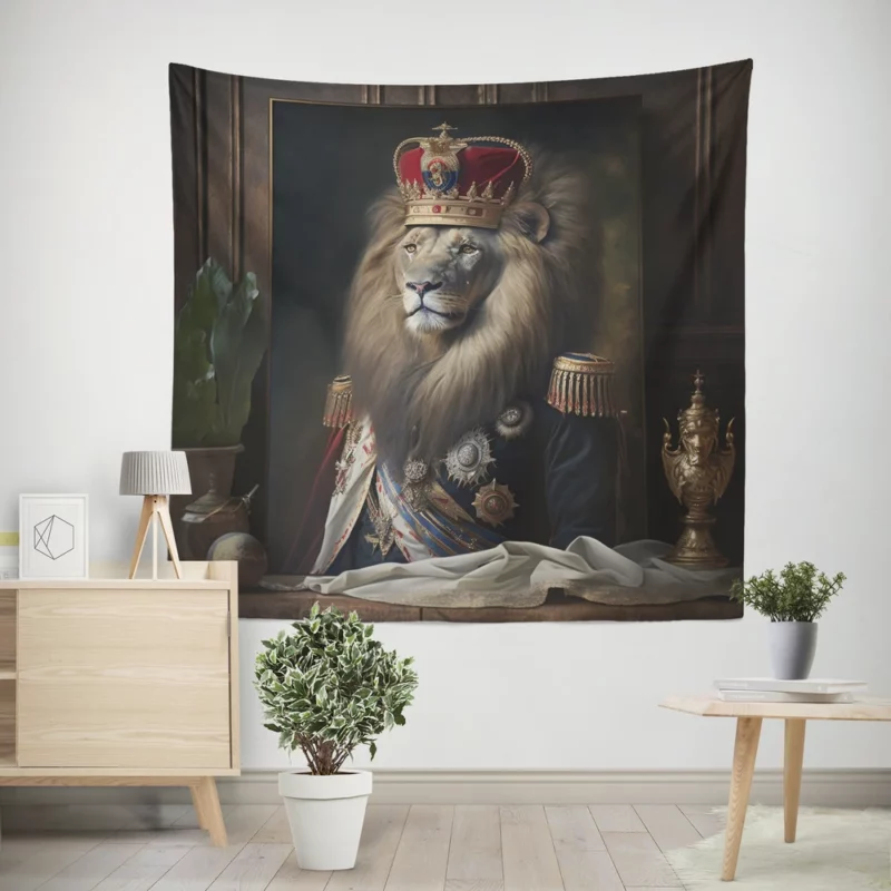 Lion Portrait Artwork Wall Tapestry