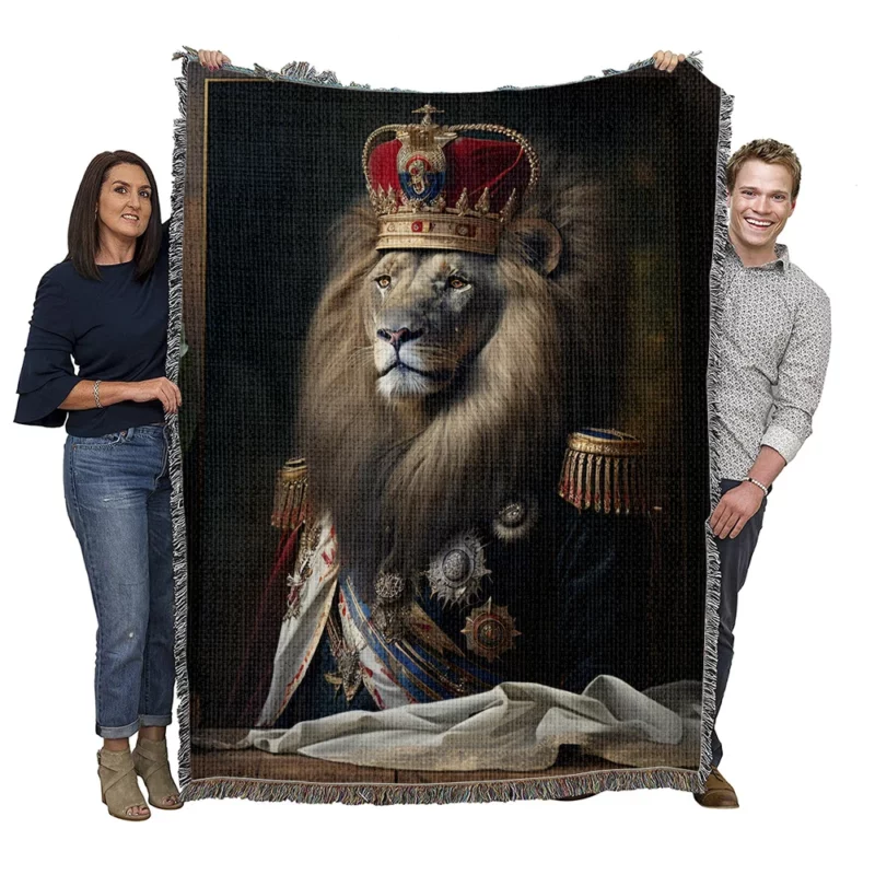 Lion Portrait Artwork Woven Blanket