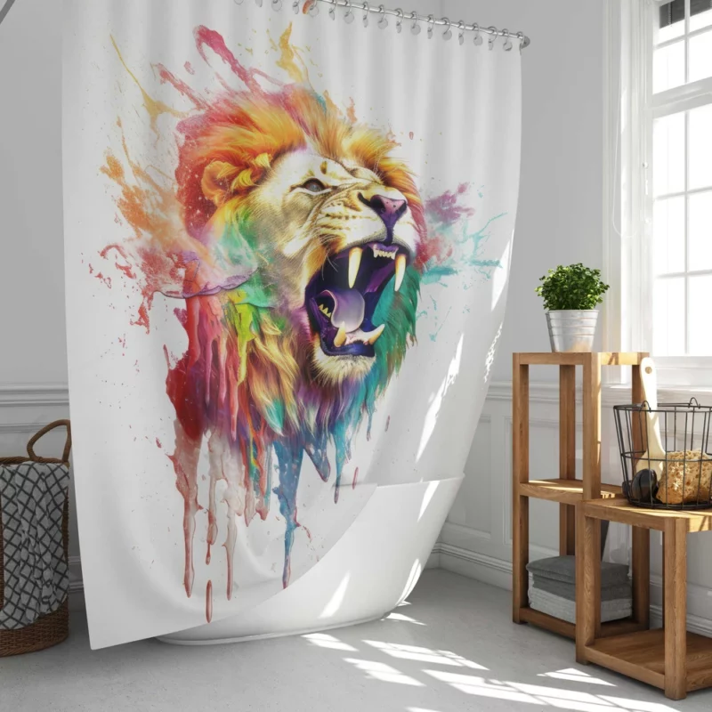 Lion Splash Artwork Shower Curtain