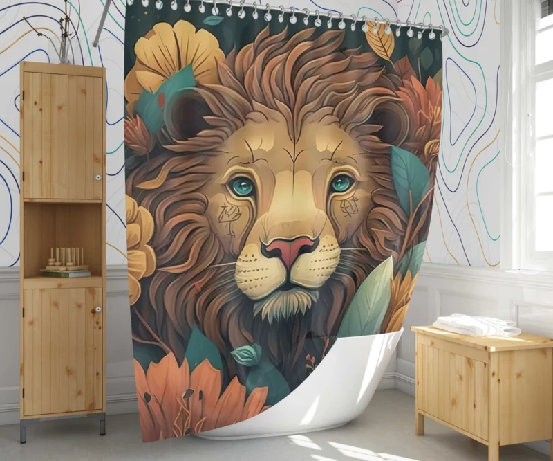 Lion With a Blue Eye Shower Curtain 1