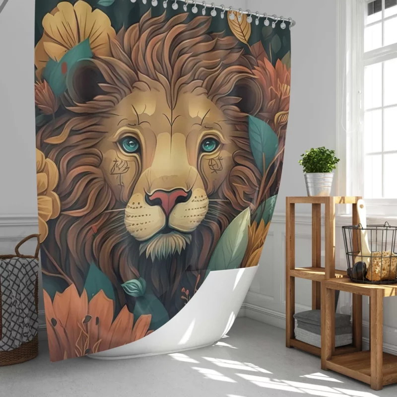 Lion With a Blue Eye Shower Curtain