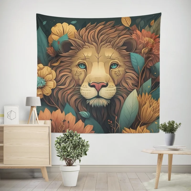 Lion With a Blue Eye Wall Tapestry