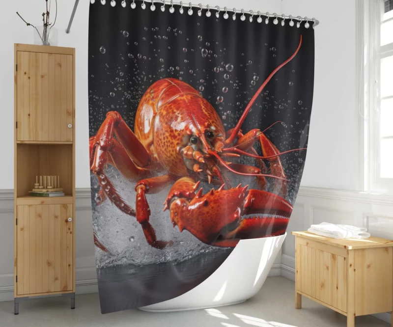 Lobster Illustration Shower Curtain 1