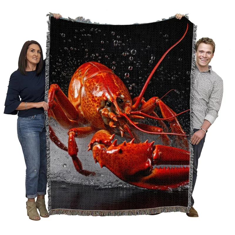 Lobster Illustration Woven Blanket