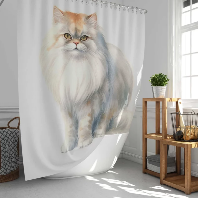 Long Haired White Cat Shower Curtain