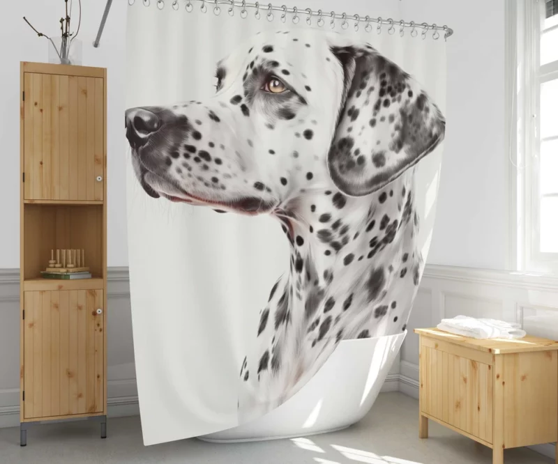 Lovely Dalmatian Dog Portrait Shower Curtain 1