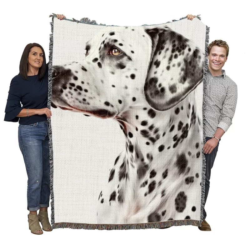 Lovely Dalmatian Dog Portrait Woven Blanket